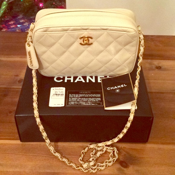 CHANEL Handbags - Authentic Chanel Cream Caviar Skin Bag GHW